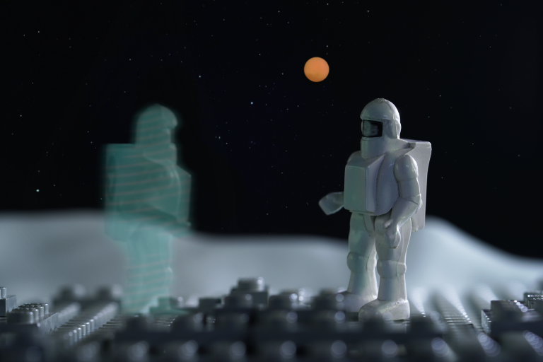 Spaceman Hologram on Moon